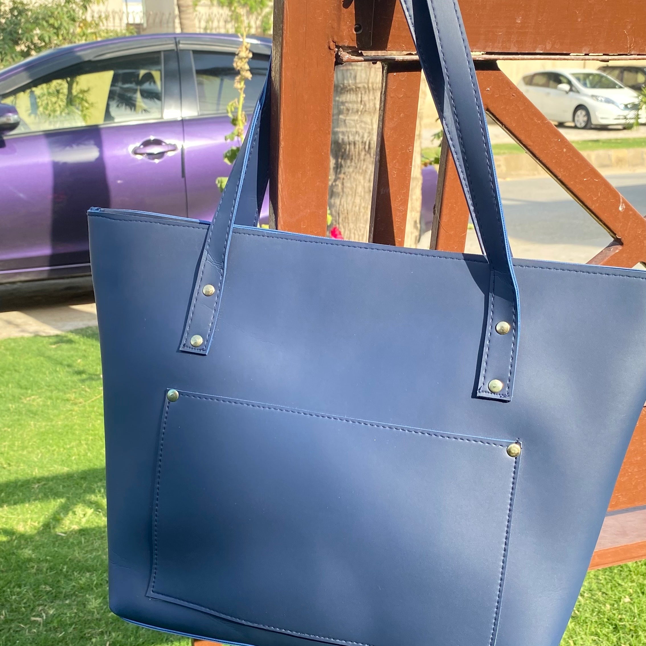 Tote with pocket-Blue