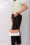 Twist lock crossbody- white with brown