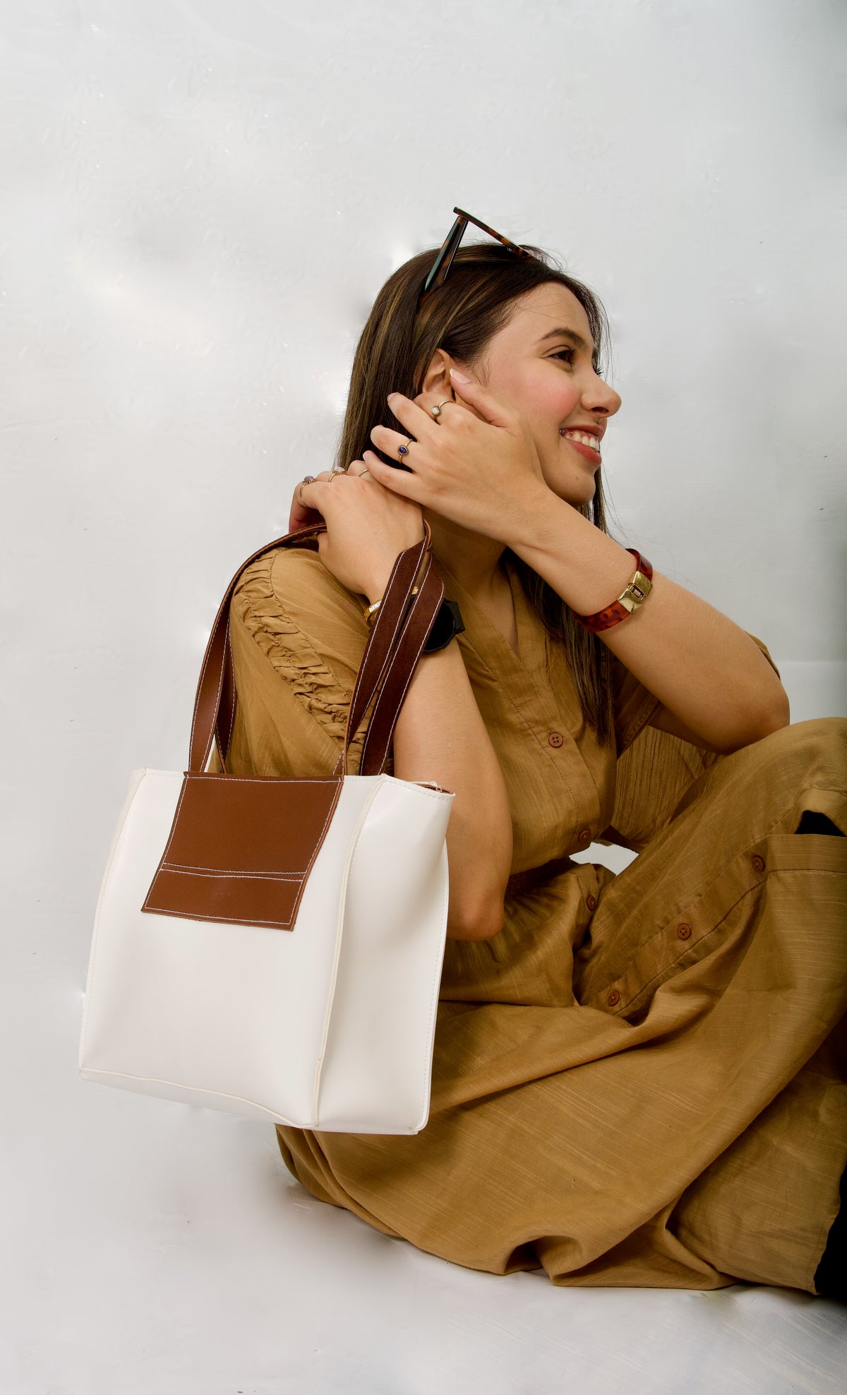 Everyday Tote - White & Brown