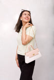 Twist lock crossbody- white with pink