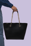 Bag With Long Chain Handle - Black